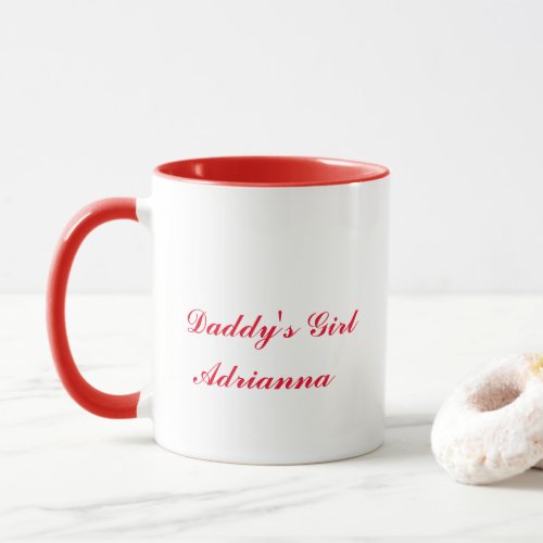 Daddys Girl Custom Name Daughters Gift Red White Mug