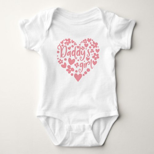 Daddys Girl Cute Pink Heart Daddy and Daughter Baby Bodysuit