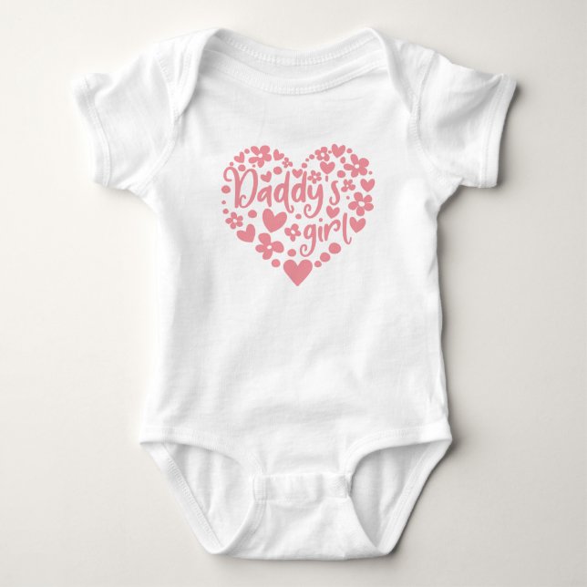 Daddys Girl Cute Pink Heart Daddy and Daughter Baby Bodysuit (Front)