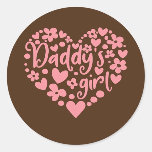 Daddys Girl Cute Pink Heart Daddy and Daughter Classic Round Sticker