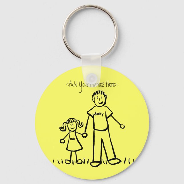 Daddy's Girl Drawing Keychain (Custom Names) (Front)