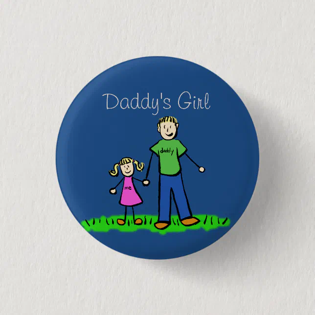Daddy's Girl Family Art Custom Pendant Buttons | Zazzle