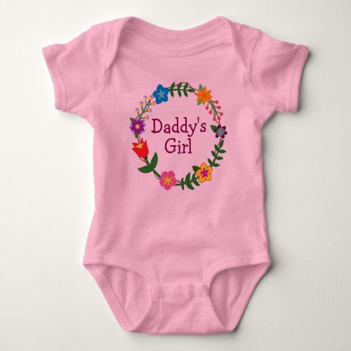 Daddys Girl in Floral Frame Pink Bodysuit