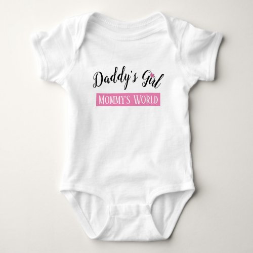 Daddys Girl Mommys World Pink And Black Baby Bodysuit