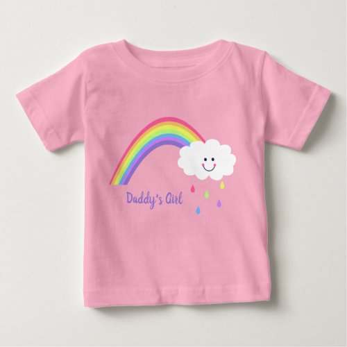 Daddys girl personalised rainbow and raindrops baby T_Shirt