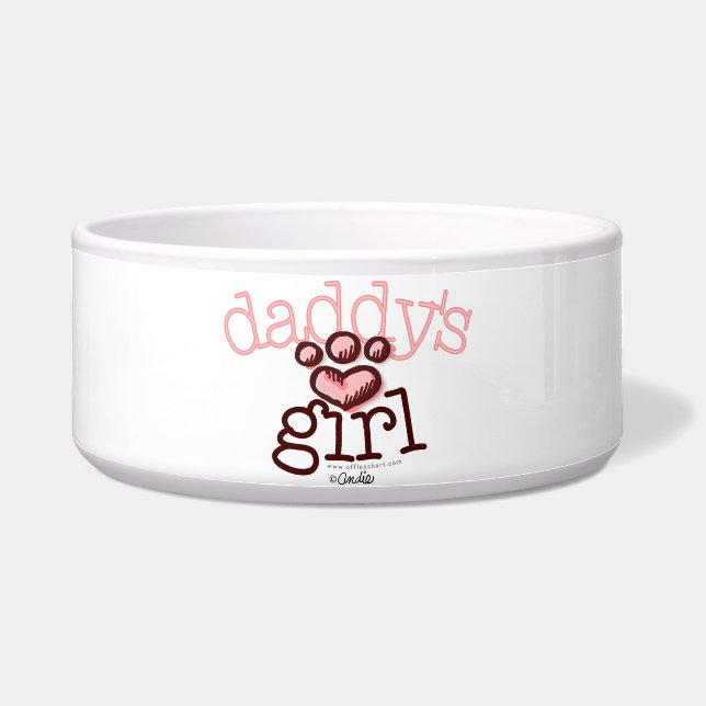 Daddy's Girl Pink Paw Print Heart Bowl (Front)