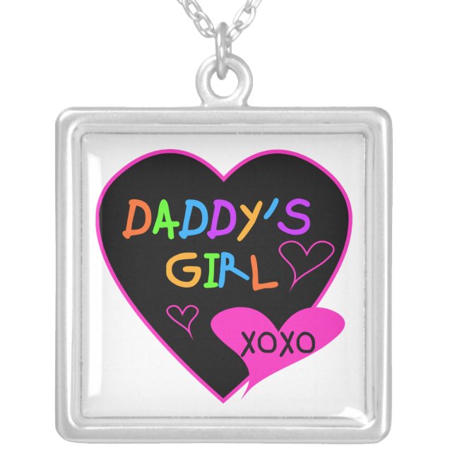 Daddy's Girl T Shirts, Mugs, Pillows, Stationary Silver Plated Necklace (Front)