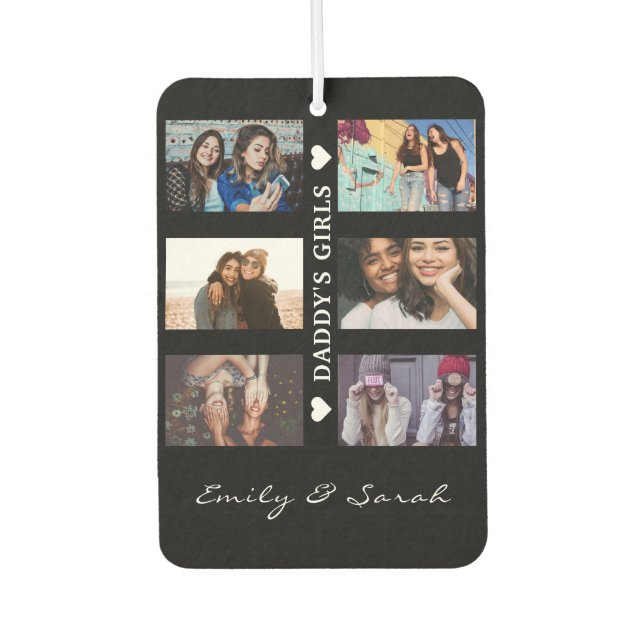 Daddy's Girls Custom 6 Photo collage & Name  Air Freshener (Front)