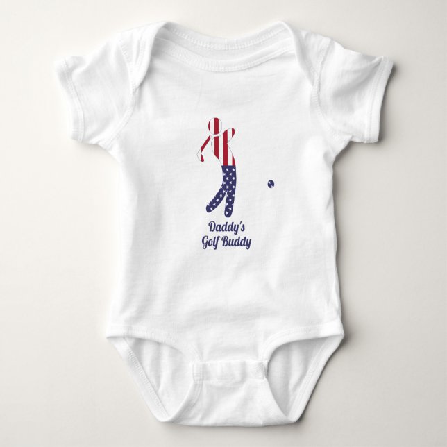 Daddy's Golf Buddy | American Flag Golf Player Baby Bodysuit (Front)