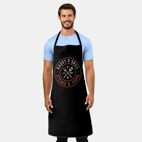 Daddys Grill Personalized Year Established Apron