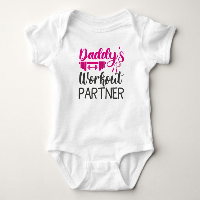 Daddy's Gym Baby Grow Funny Workout Gifts Bodysuit (Front)
