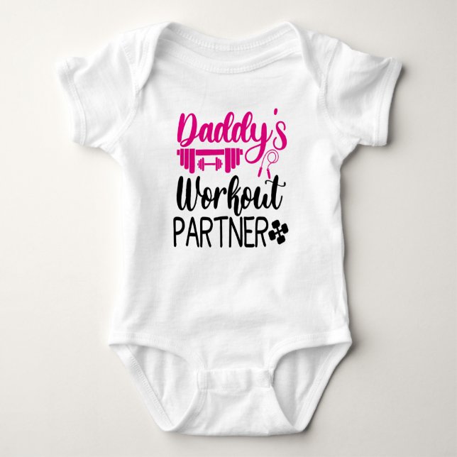 Daddy's Gym Baby Grow Funny Workout Gifts Bodysuit (Front)