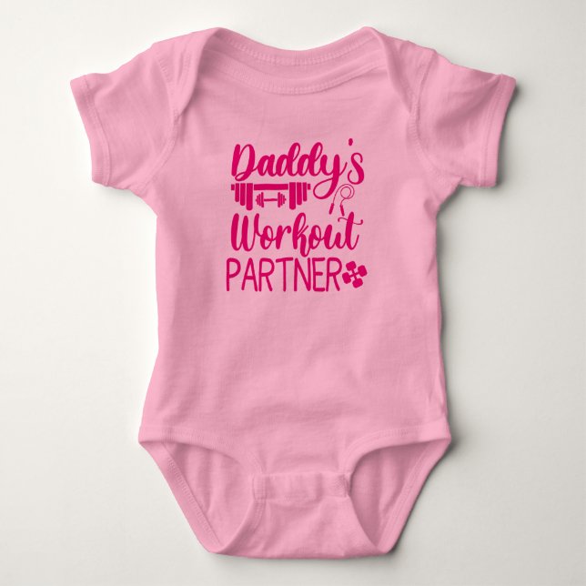 Daddy's Gym Baby Grow Funny Workout Gifts Bodysuit (Front)