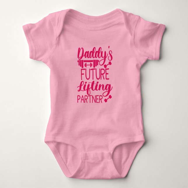 Daddy's Gym Baby Grow Funny Workout Gifts Bodysuit (Front)