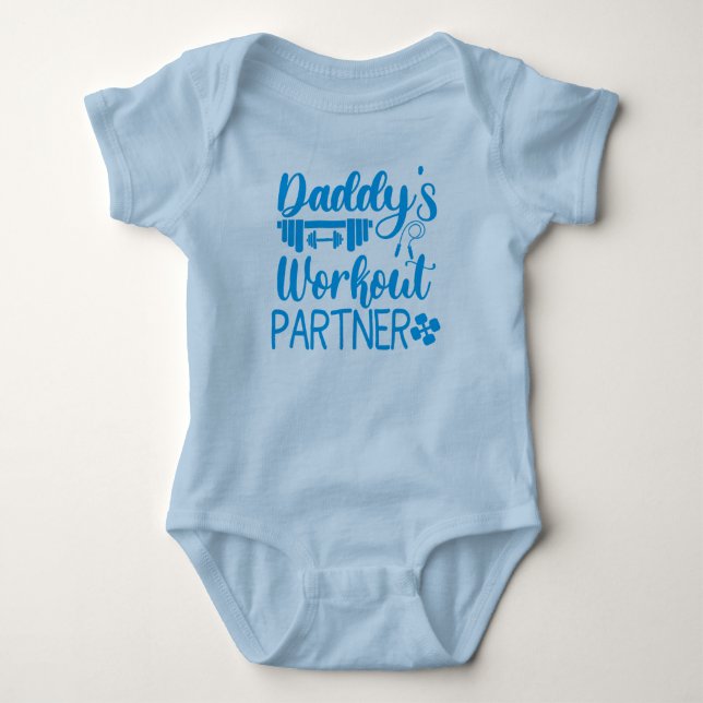Daddy's Gym Baby Grow Funny Workout Gifts Bodysuit (Front)
