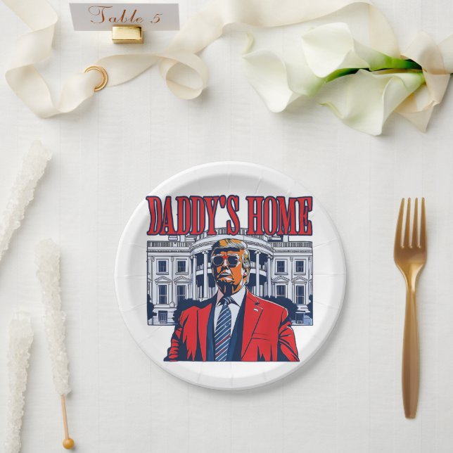 Daddy's Home Trump | White House Trump Gift Paper Plates (Wedding)