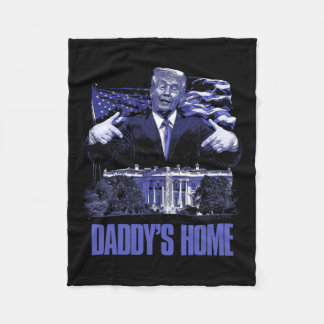 Daddys Home White House Trump 2024 Election Fleece Blanket