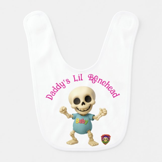 Daddy's Lil' Bonehead Baby Bib Girl (Front)