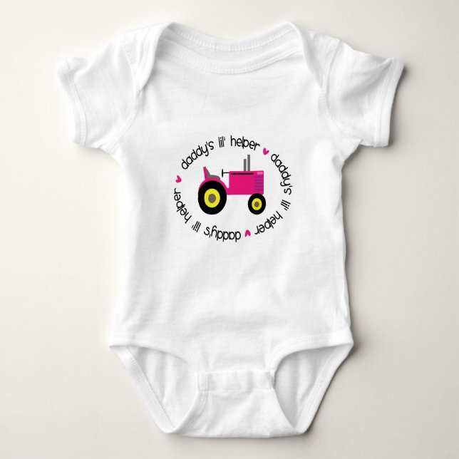 Daddy's Lil Helper Tractor Girl Baby Bodysuit (Front)