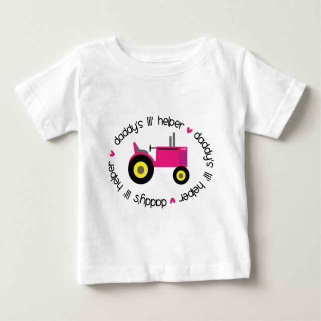 Daddy's Lil Helper Tractor Girl Baby T-Shirt (Front)