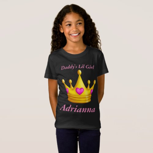 Daddys Lil Little Girl Princess Crown T_Shirt