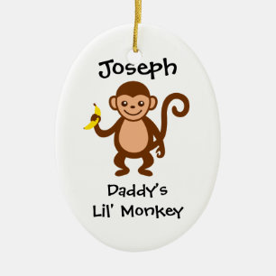 Daddys Lil Monkey Ceramic Ornament