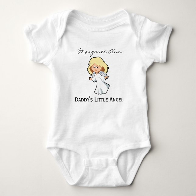 Daddy's Little Angel Personalized 2-Side Printed B Baby Bodysuit (Front)