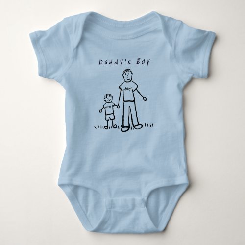 Daddys Little Boy T_Shirt Drawing Front  Back Baby Bodysuit