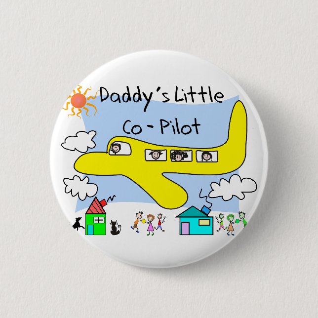 Daddy's Little Co-Pilot Kids T-Shirts Pinback Button (Front)