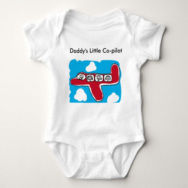 Daddy's Little Co-pilot-red plane Baby Bodysuit (Front)