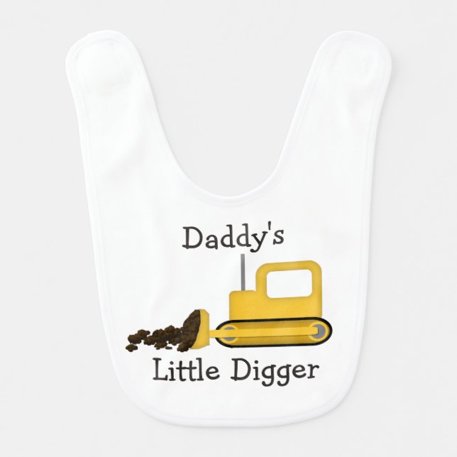 Daddy's Little Digger Baby Bib (Front)
