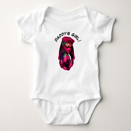 Daddys little dirt biker girl baby bodysuit