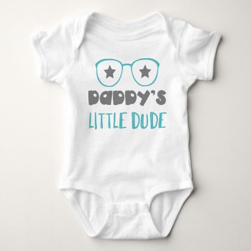 Daddys Little Dude Glasses Stars Dad Son  Baby Bodysuit