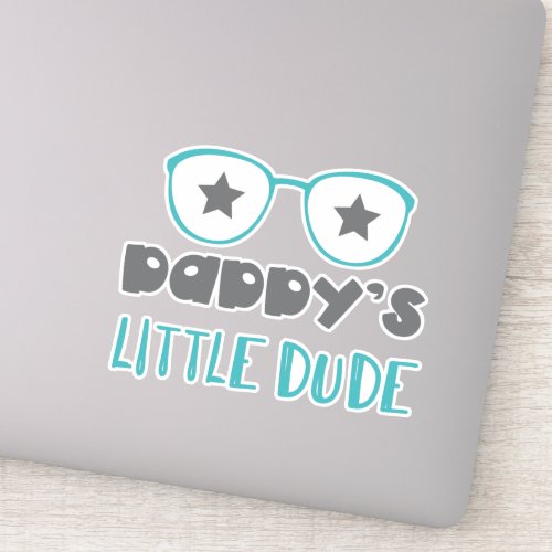 Daddys Little Dude Glasses Stars Dad Son  Sticker