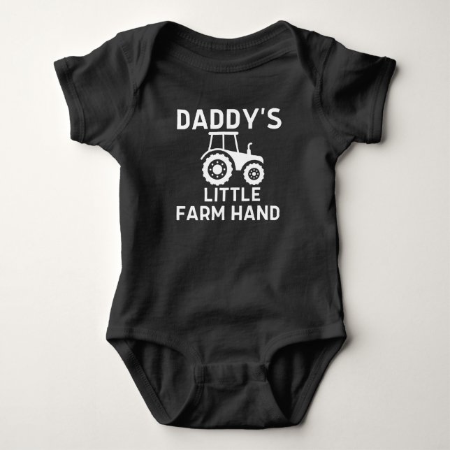 Daddy's Little Farm Hand Funny Tractor Baby Gift B Baby Bodysuit (Front)