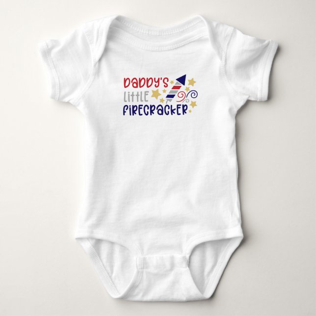 Daddy's Little Firecracker Baby T-Shirt Baby Bodysuit (Front)