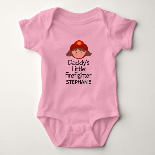 Daddys Little Firefighter Girls T_shirt Baby Bodysuit