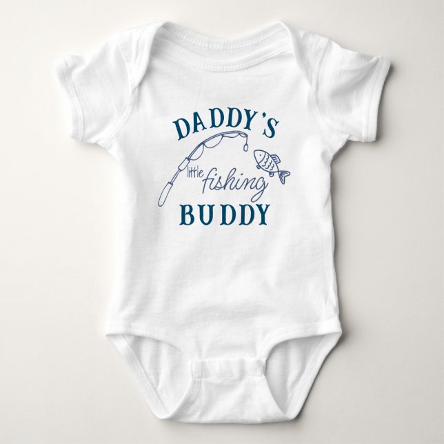 Daddy's little fishing buddy funny newborn gifft baby bodysuit (Front)