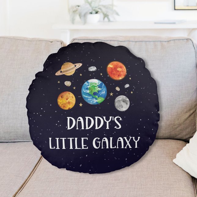 Daddy's Little Galaxy Funny Quote Space Nursery Round Pillow (Creator Uploaded)