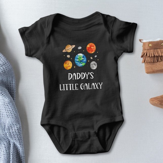 Daddy's Little Galaxy Funny Quote Watercolor Space Baby Bodysuit (Creator Uploaded)