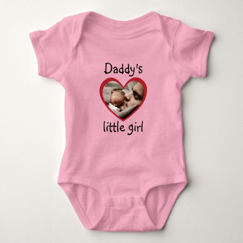 Daddys little girl custom heart shaped photo baby bodysuit