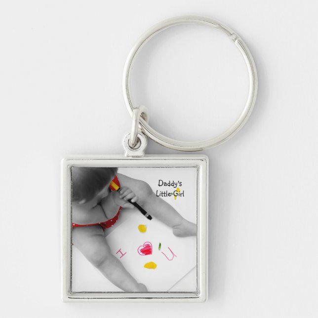 Daddys Little Girl I Love You Dad I Heart U Keychain (Front)