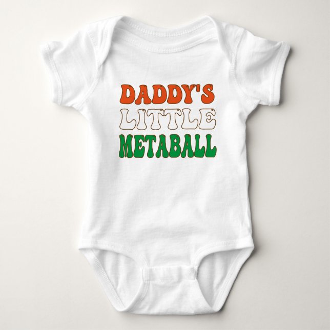 Daddy's Little Meatball Funny Italian Dad Joke Baby Bodysuit (Front)