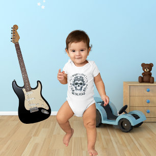 Daddy's Little Metalhead Skull Design Baby Bodysuit