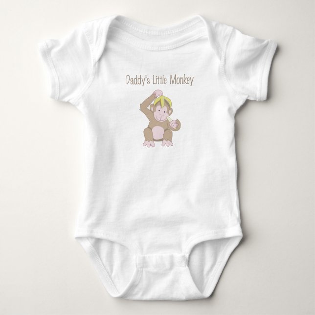 Daddy's Little Monkey Baby Bodysuit (Front)
