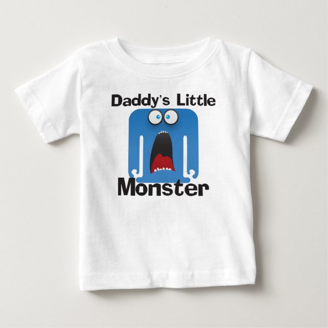 Daddy's Little Monster Blue Baby T-Shirt (Front)