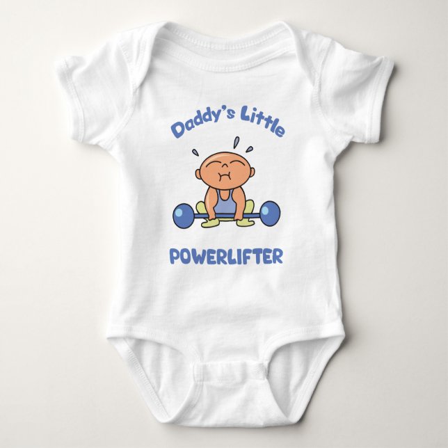 Daddys Little Powerlifter Kids Sport Powerlifting Baby Bodysuit (Front)