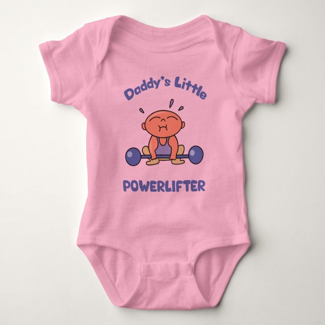 Daddys Little Powerlifter Kids Sport Powerlifting Baby Bodysuit (Front)