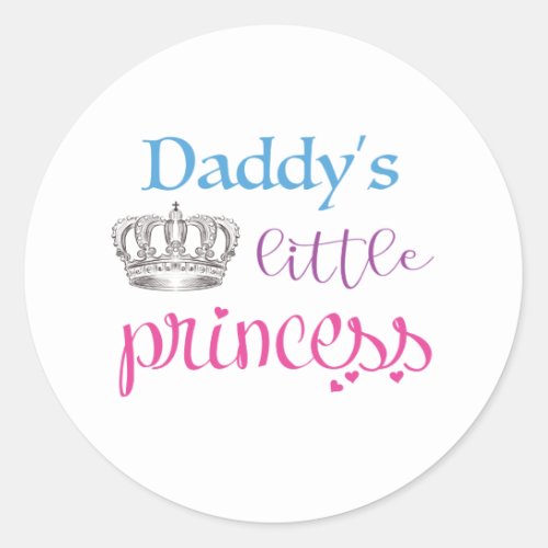 Daddys little princess classic round sticker