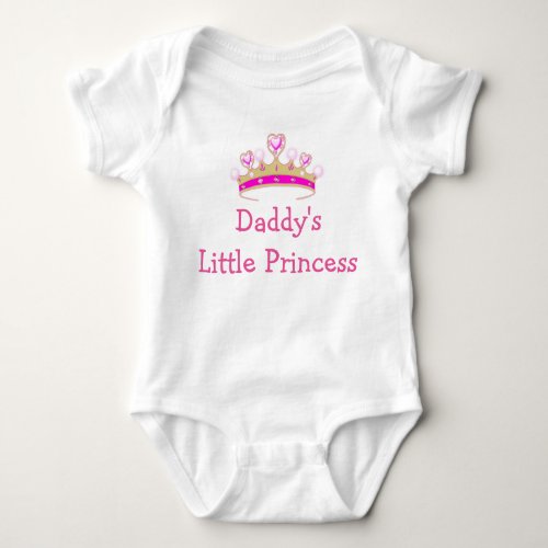 Daddys Little Princess Crown Hearts Cute Baby Bodysuit